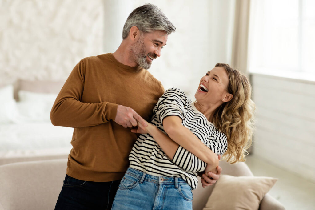 beautiful aged couple dancing